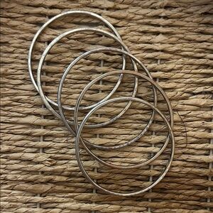 Silver Bangle Bracelets Set